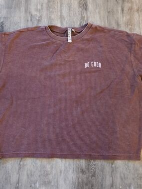 Chicka-d Do Good Ribbed Oversized Boxy Tee Mauve Rolled Sleeve Size L